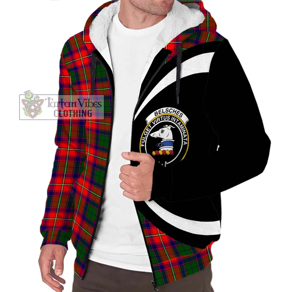 Belsches Tartan Sherpa Hoodie with Family Crest Circle Style