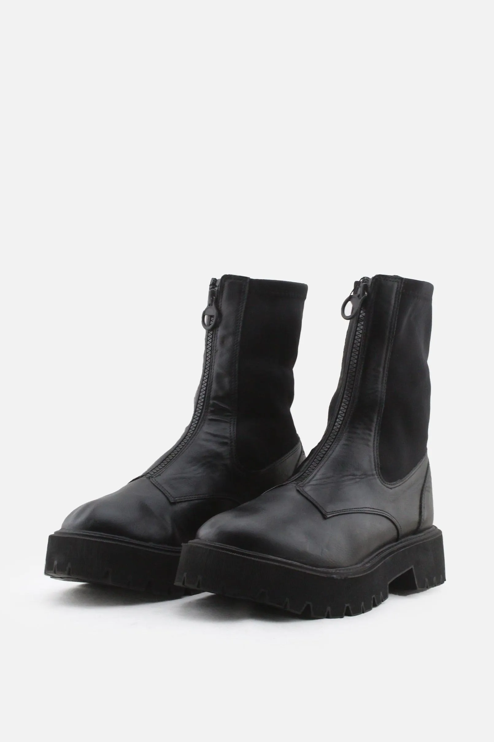 Bershka Zipper Stretchable Ankle Boots | 100% Authentic Leather