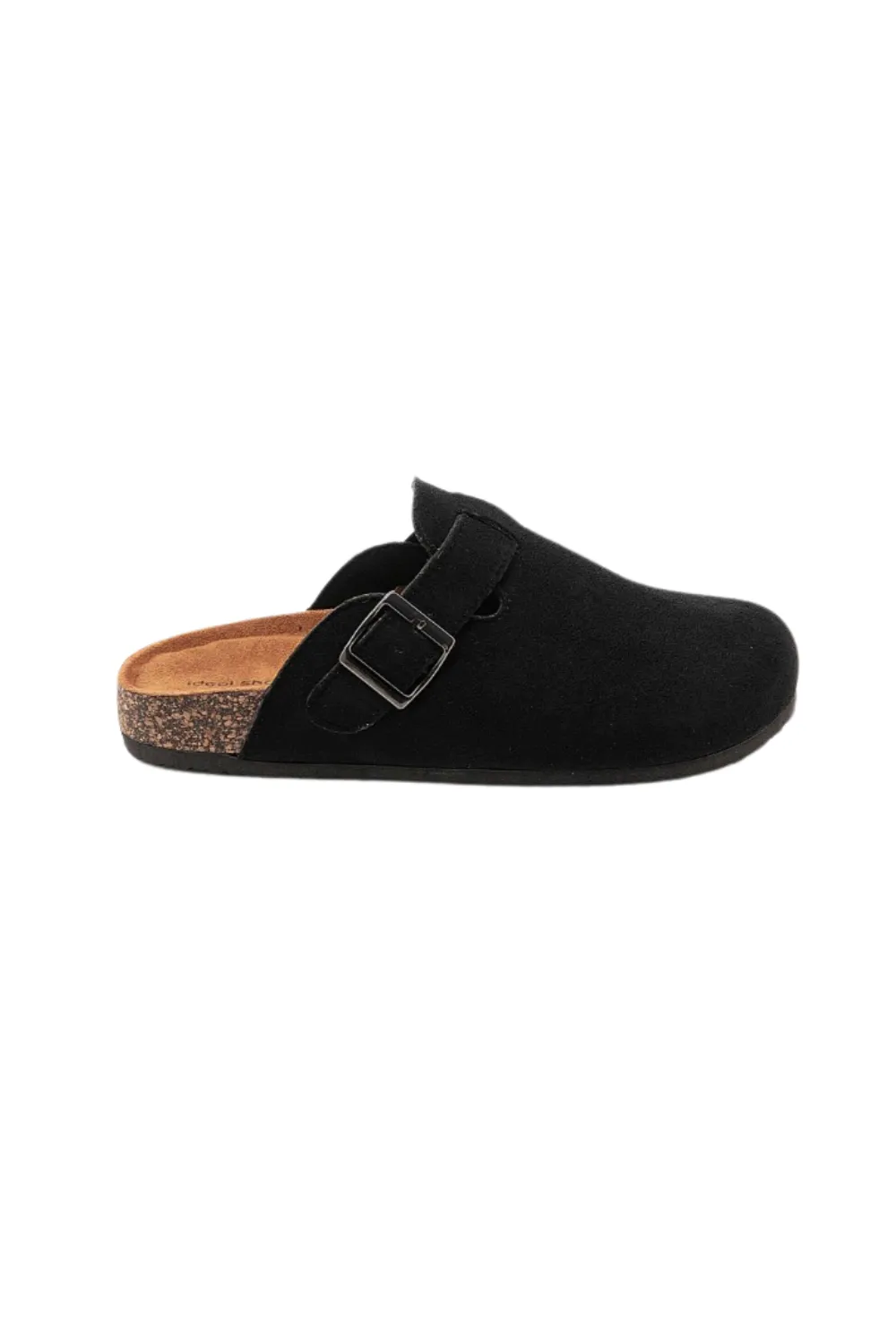 Billie black faux suede clog mules