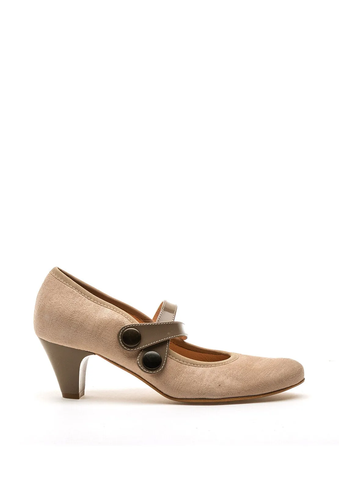 Bioeco by Arka Leather Double Strap Heeled Shoes, Nude