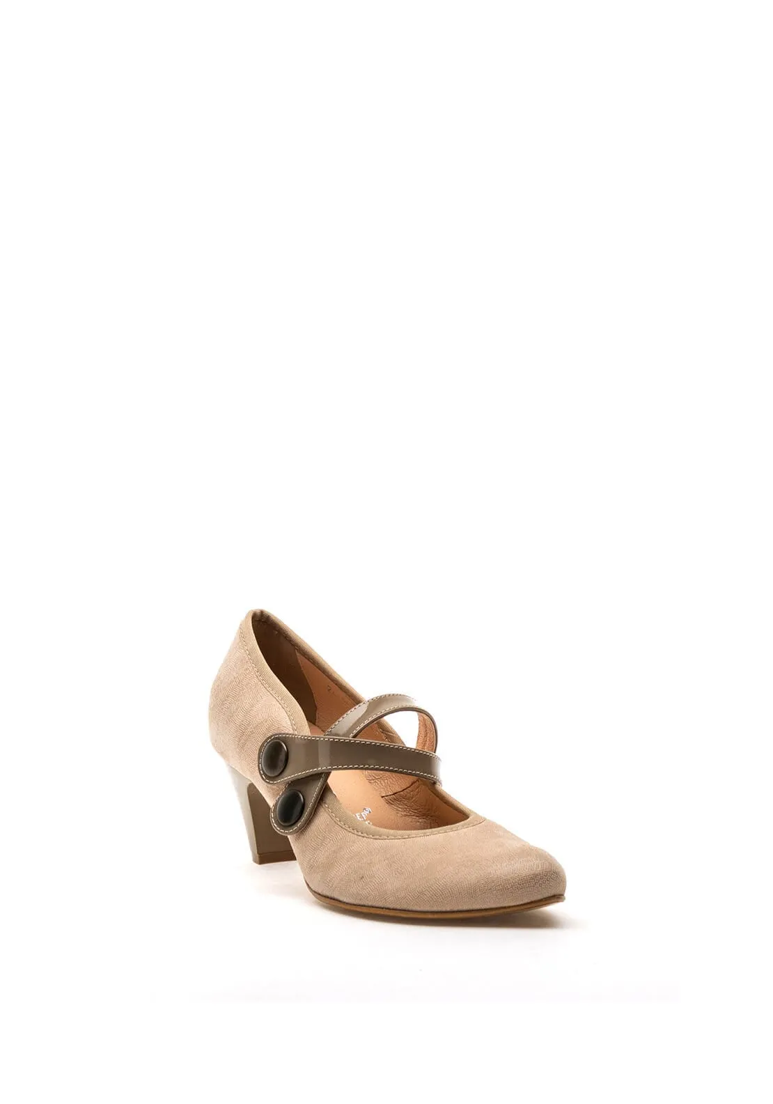 Bioeco by Arka Leather Double Strap Heeled Shoes, Nude