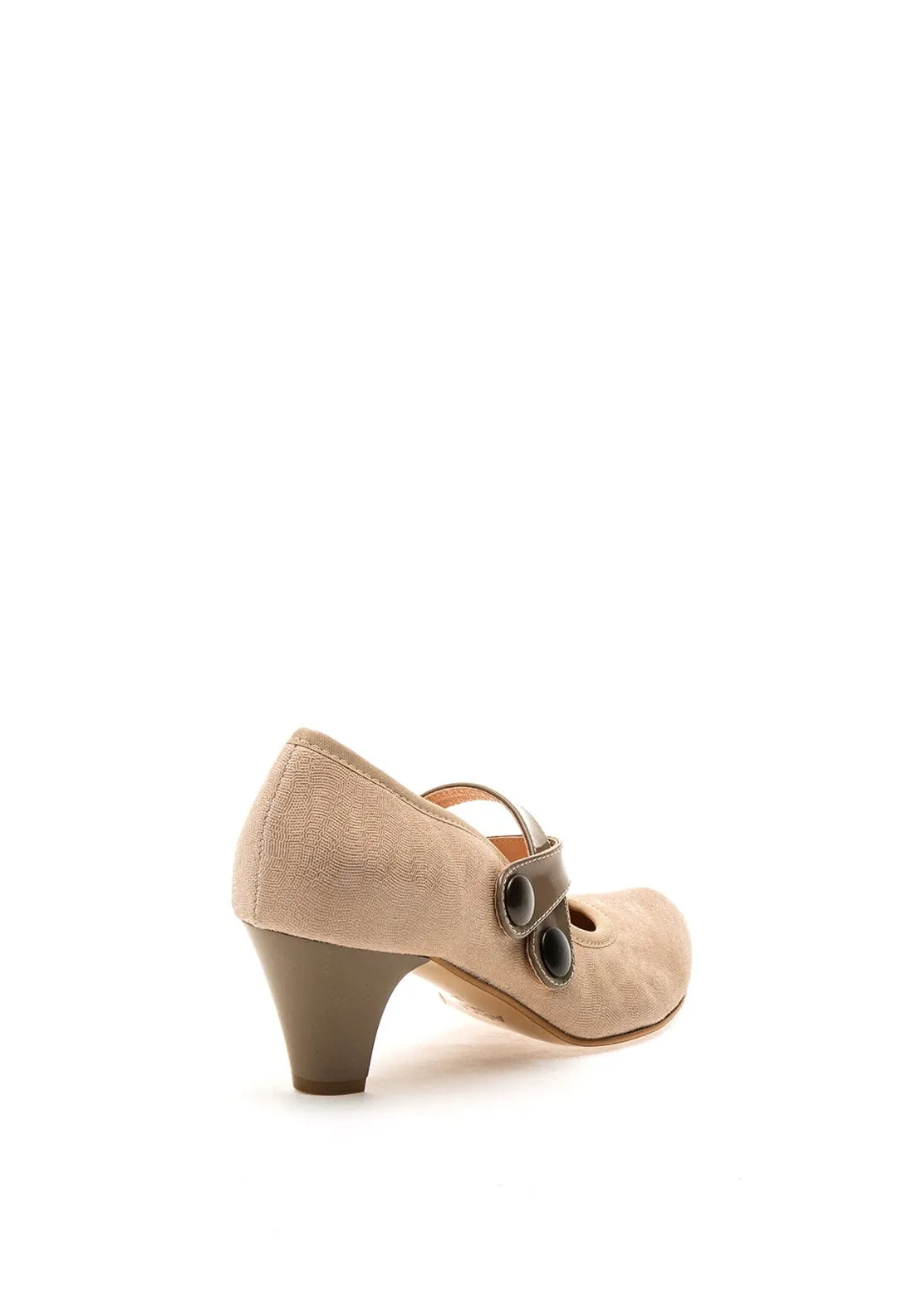 Bioeco by Arka Leather Double Strap Heeled Shoes, Nude