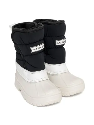 Black and white snow boots