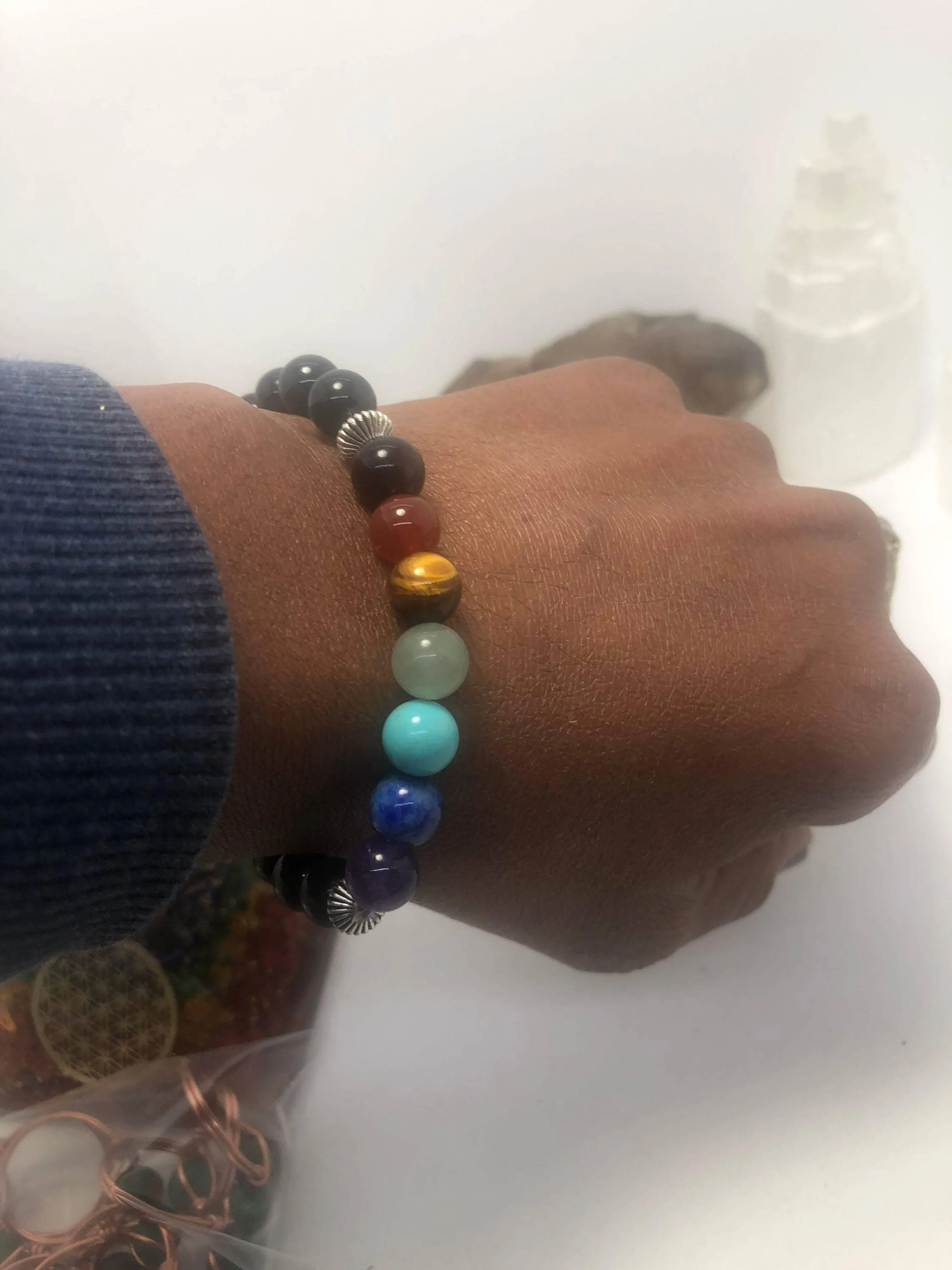 Black Tourmaline Chakra Stretchy Bracelet