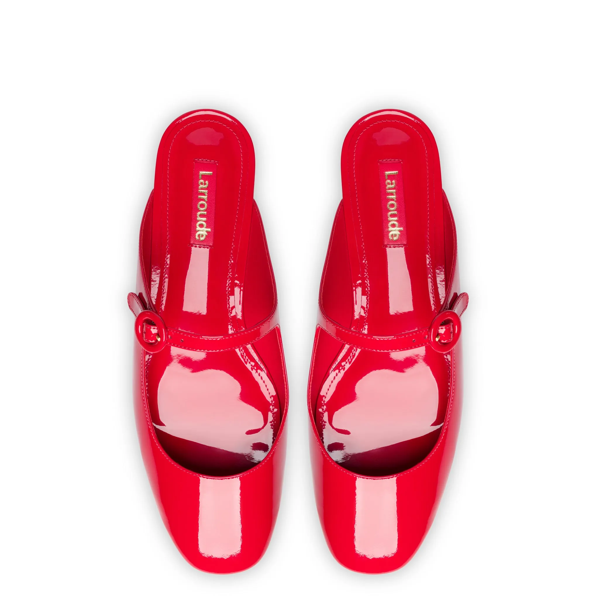 Blair Flat Mule In Scarlet Patent Leather