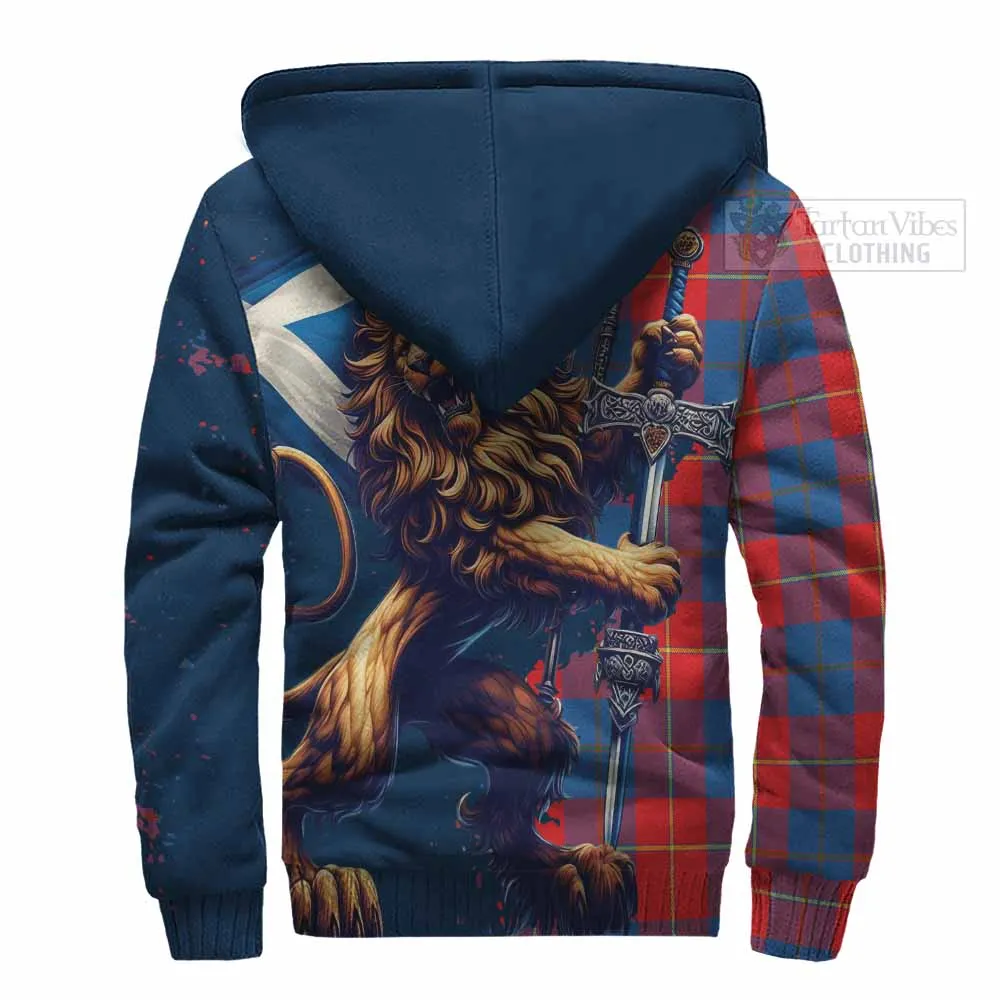 Blane Tartan Family Crest Sherpa Hoodie with Scottish Majestic Lion