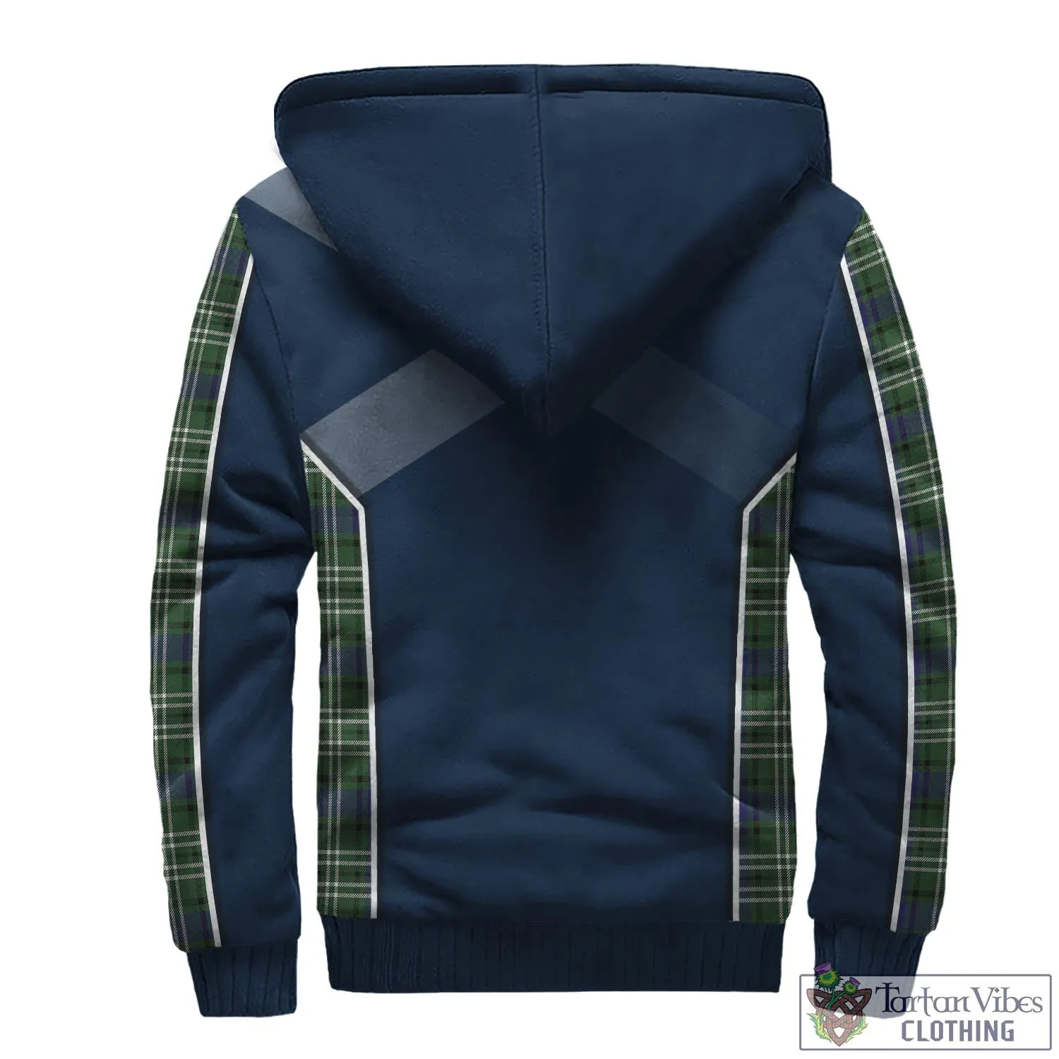 Blyth Tartan Sherpa Hoodie with Family Crest and Scottish Thistle Vibes Sport Style