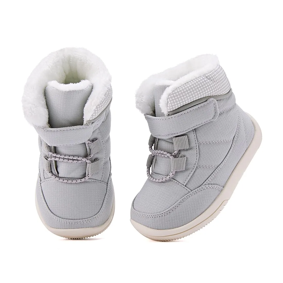 BMCiTYBM Baby Snow Boots Boys Girls Winter Infant Shoes Anti-Slip 6 9 12 18 24 Months Faux Fur Dark Grey Size 12-18 Months Toddler