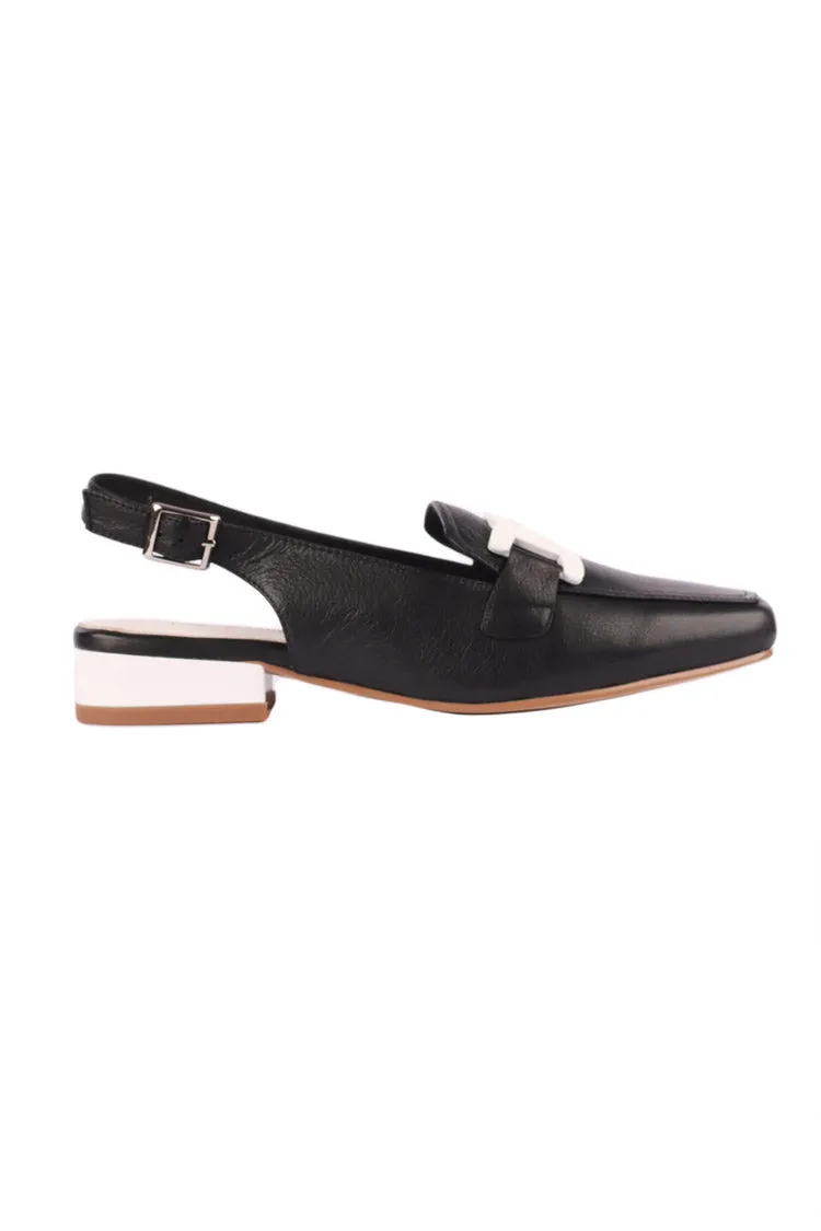 Bossys Black Leather Low Heels