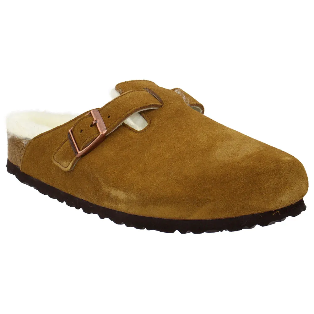 Boston Suede Shearling Mule Clogs