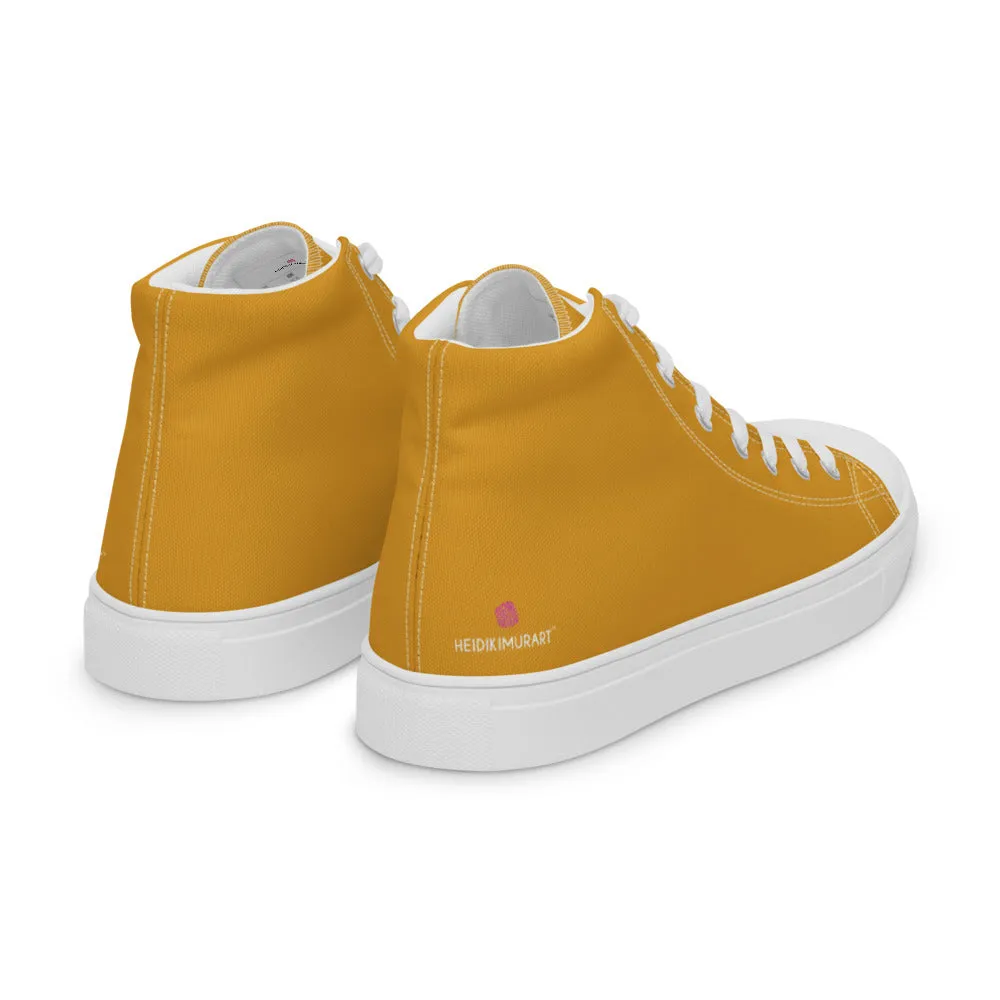 Bright Yellow Men's High Top Sneakers, Modern Minimalist Best Solid Color Canvas High Top Shoes For Men