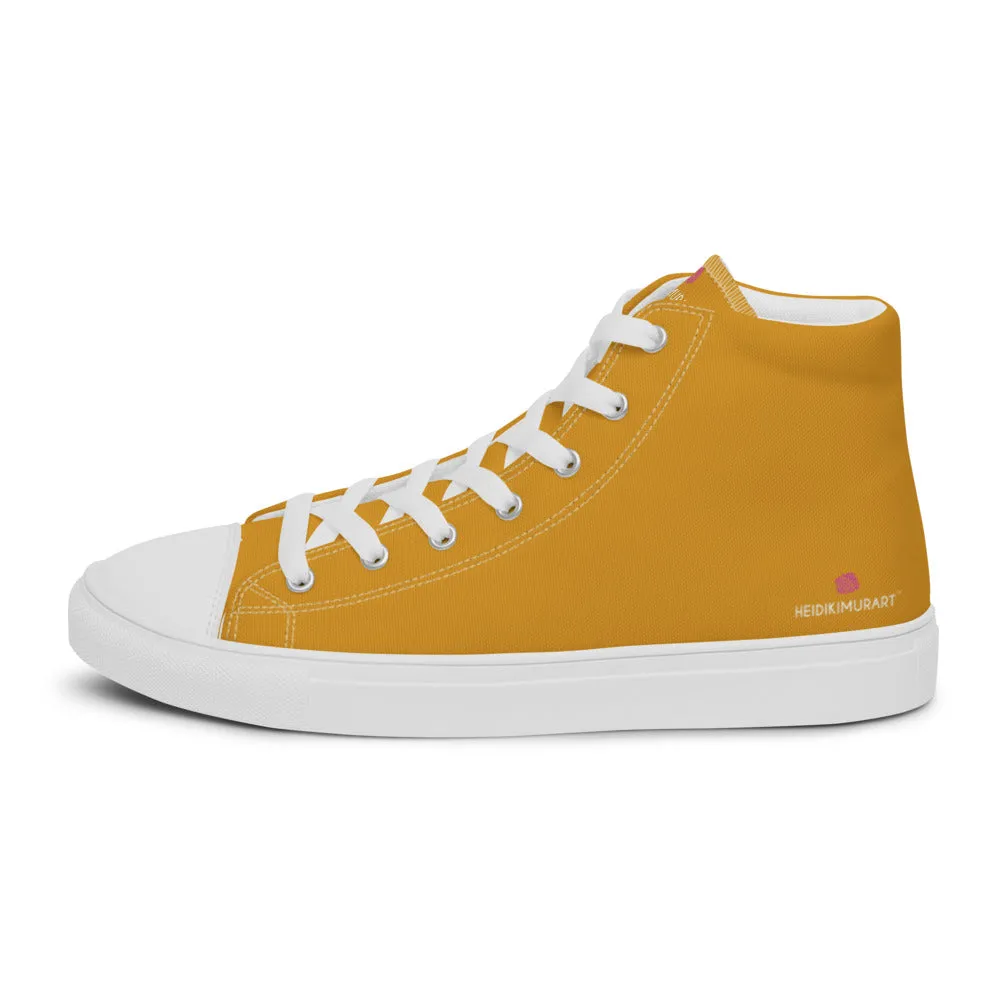 Bright Yellow Men's High Top Sneakers, Modern Minimalist Best Solid Color Canvas High Top Shoes For Men