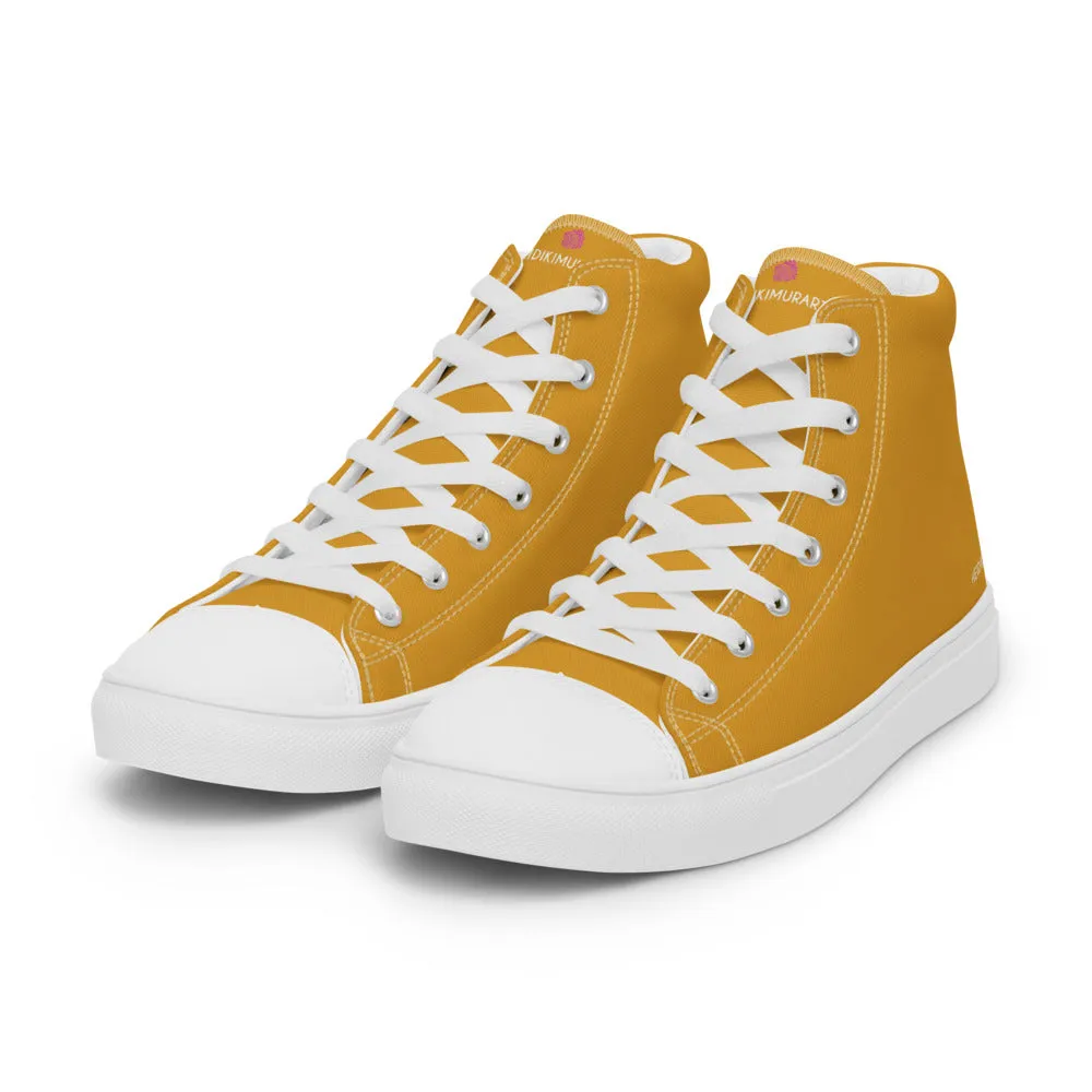 Bright Yellow Men's High Top Sneakers, Modern Minimalist Best Solid Color Canvas High Top Shoes For Men