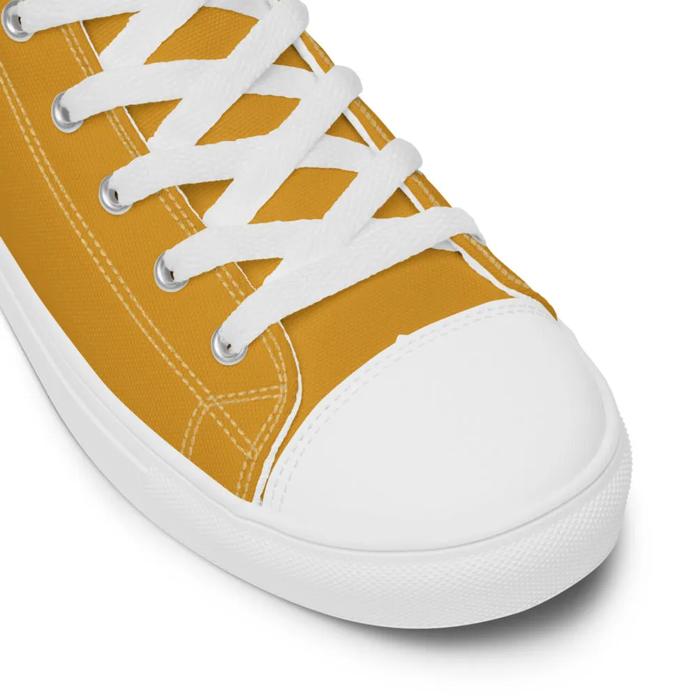 Bright Yellow Men's High Top Sneakers, Modern Minimalist Best Solid Color Canvas High Top Shoes For Men