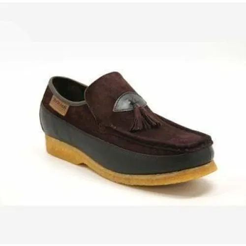 British Walkers King Men's Old School Brown Suede Slip On Shoes