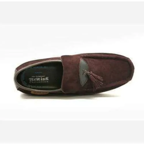 British Walkers King Men's Old School Brown Suede Slip On Shoes