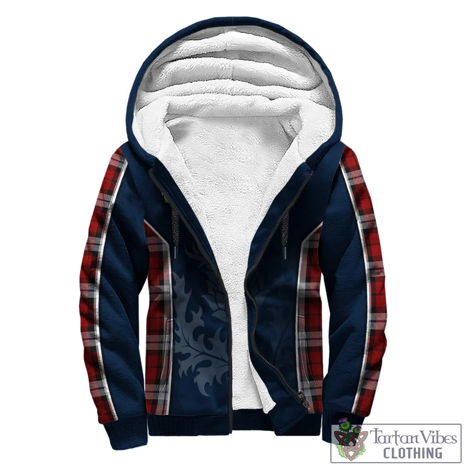 Brodie Dress Tartan Sherpa Hoodie with Family Crest and Scottish Thistle Vibes Sport Style