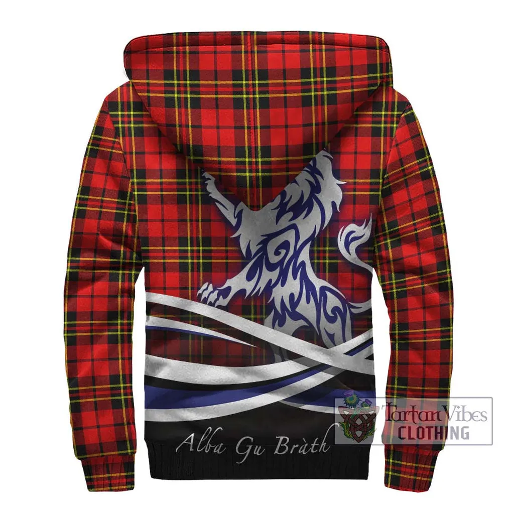 Brodie Modern Tartan Sherpa Hoodie with Alba Gu Brath Regal Lion Emblem