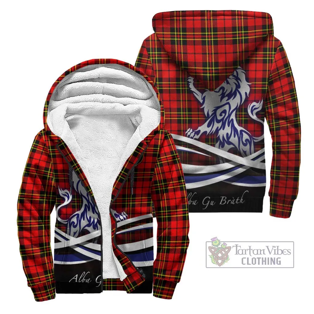 Brodie Modern Tartan Sherpa Hoodie with Alba Gu Brath Regal Lion Emblem