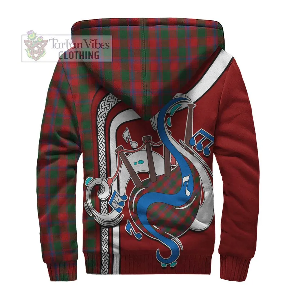 Bruce Old Tartan Sherpa Hoodie with Epic Bagpipe Style