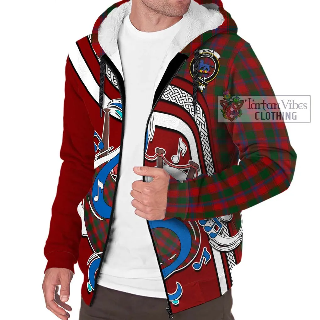 Bruce Old Tartan Sherpa Hoodie with Epic Bagpipe Style