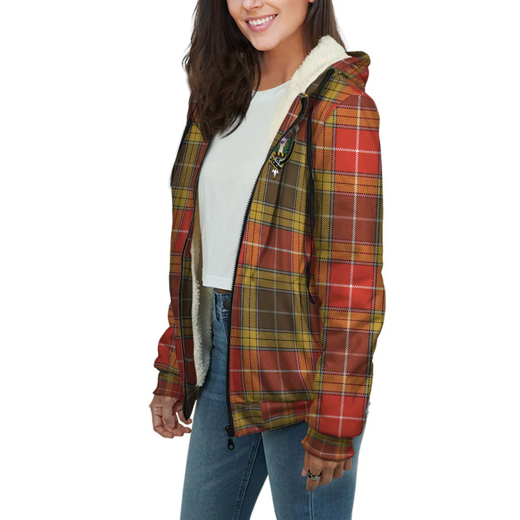 Buchanan Old Set Weathered Tartan Sherpa Hoodie with Family Crest