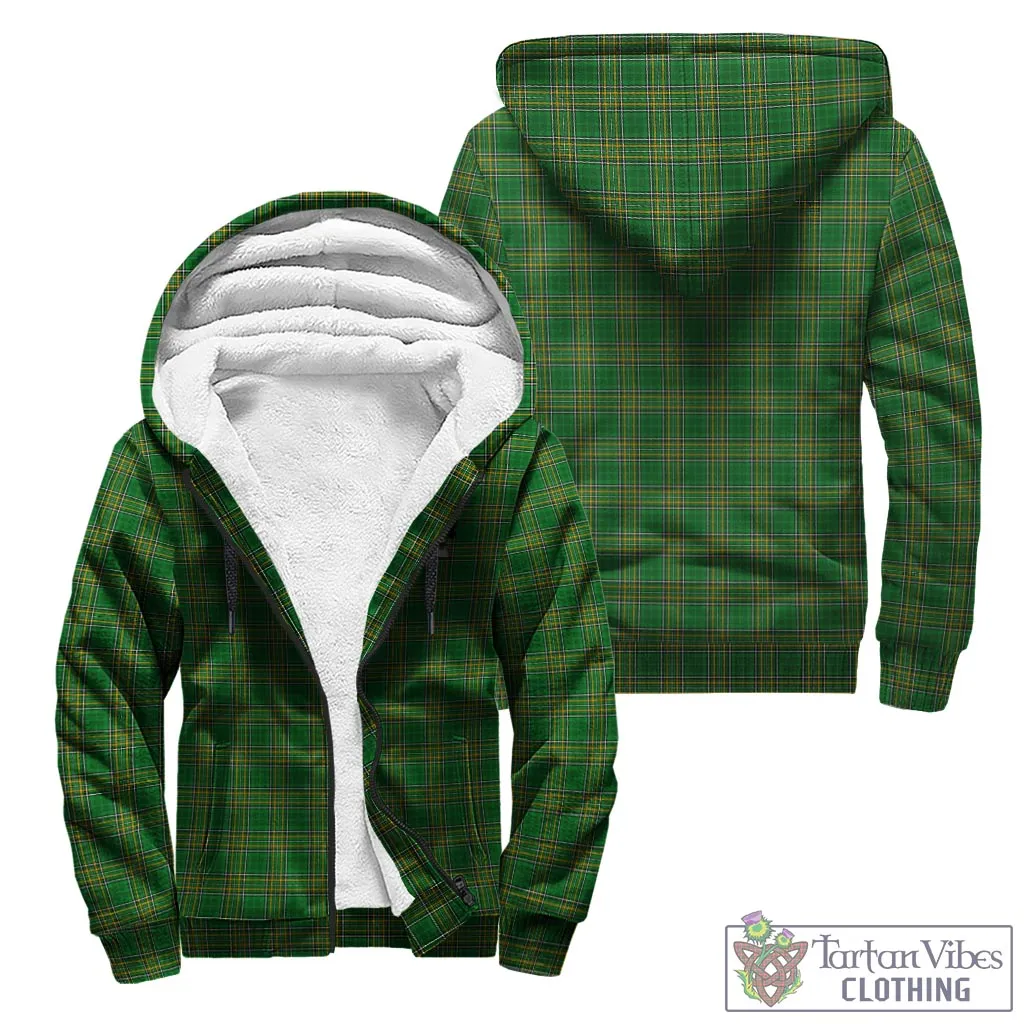 Burnell Irish Clan Tartan Sherpa Hoodie with Coat of Arms