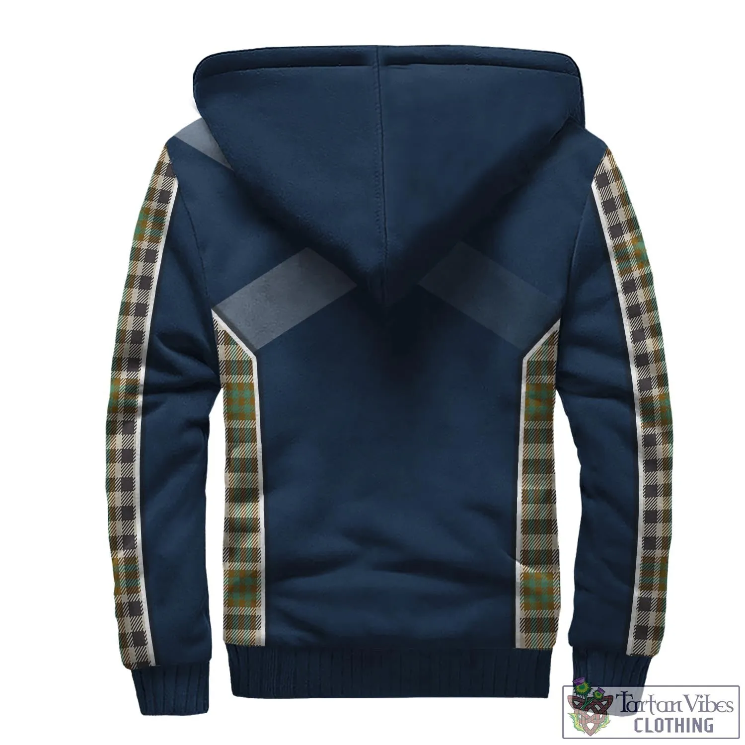 Burns Check Tartan Sherpa Hoodie with Family Crest and Lion Rampant Vibes Sport Style