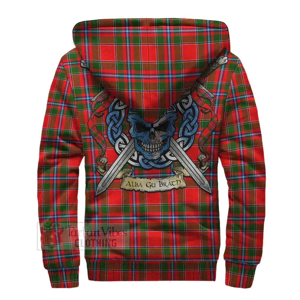 Butter Tartan Sherpa Hoodie with Family Crest Celtic Skull Style