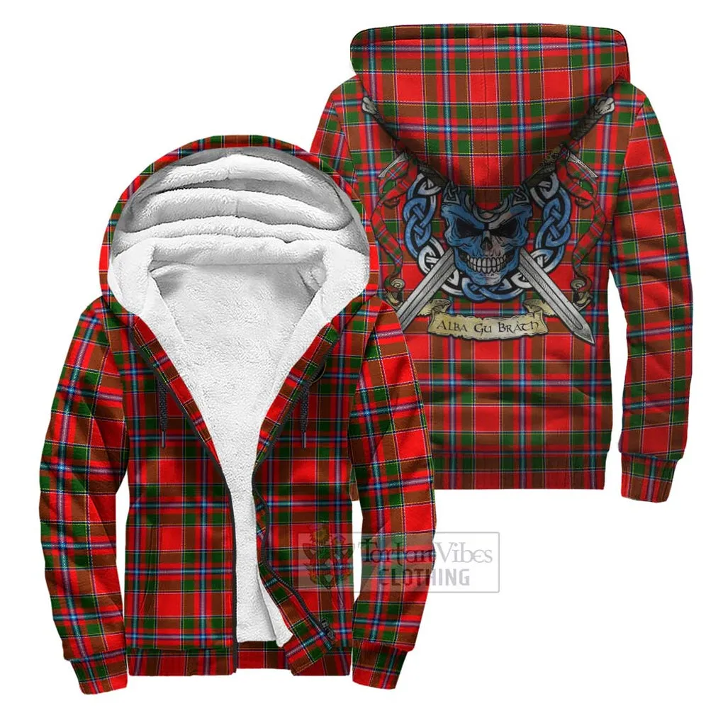 Butter Tartan Sherpa Hoodie with Family Crest Celtic Skull Style