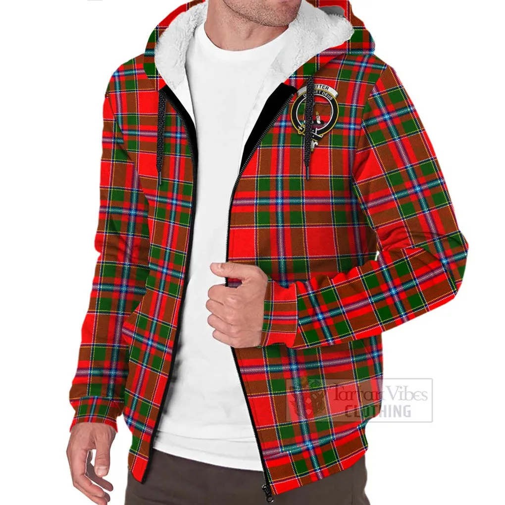 Butter Tartan Sherpa Hoodie with Family Crest Celtic Skull Style