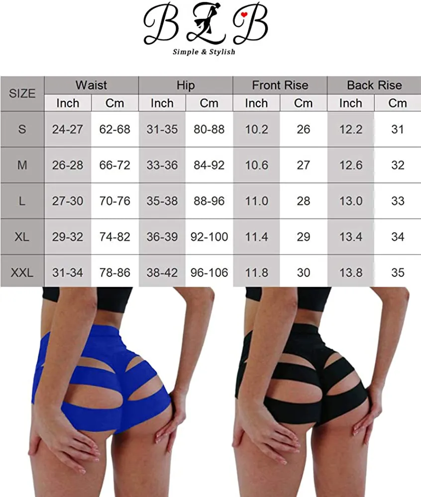 BZB Women's Cut Out Yoga Shorts Scrunch Booty Hot Pants High Waist Gym Workout Active Butt Lifting Sports Leggings