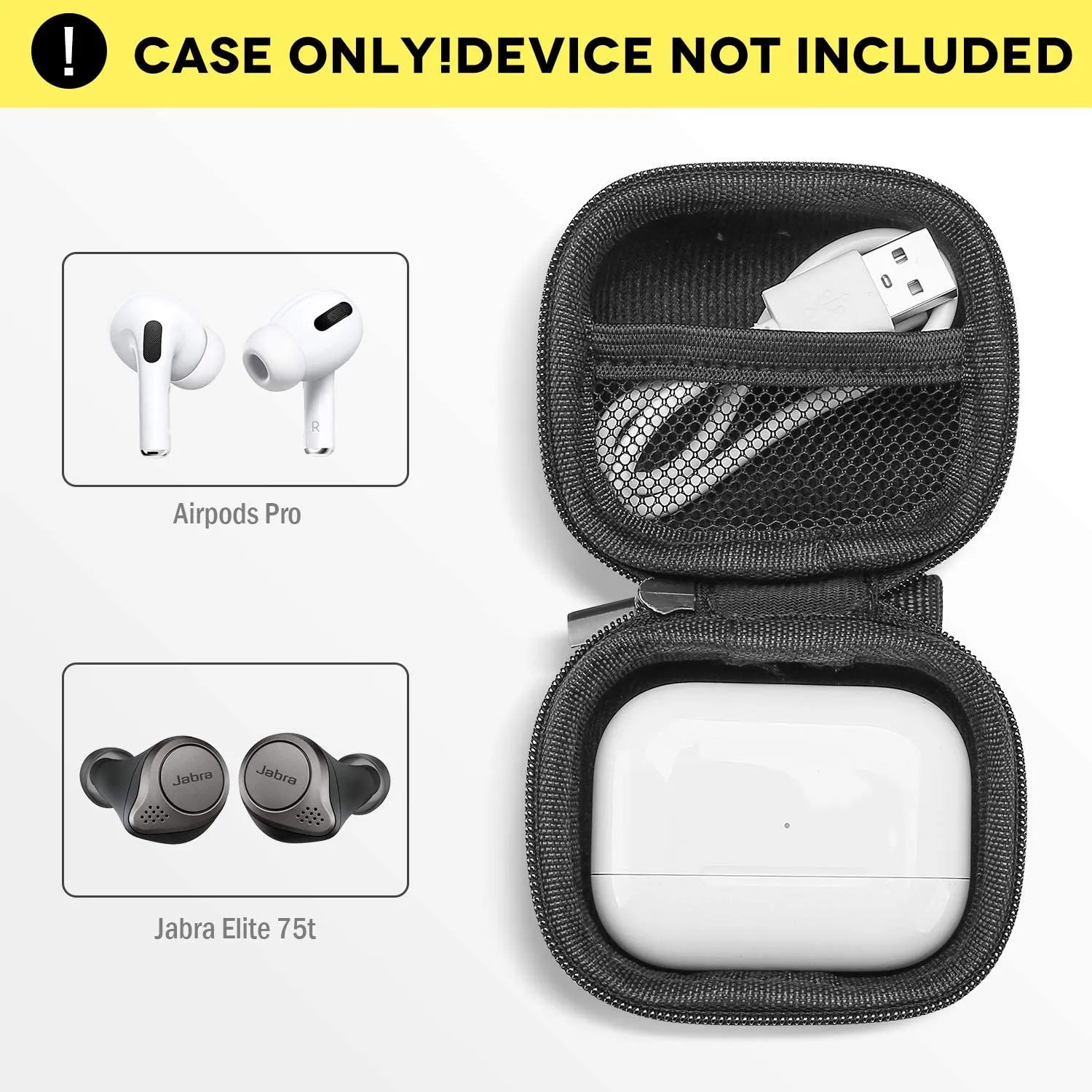 (CASE ONLY) Hard Carrying Case for AirPods 3/ AirPods Pro 2/ Pro 1/ Jabra Elite 75t/ Beats Studio Buds | ProCase