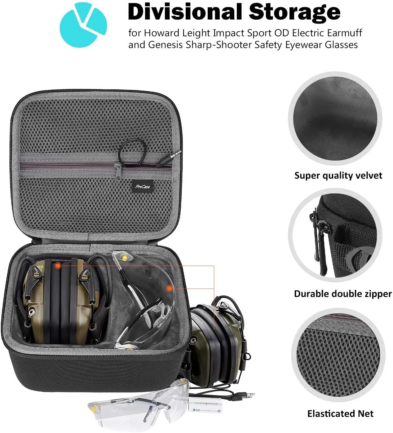 (CASE ONLY) Hard Carrying Case for Howard Leight Impact Sport Electronic Earmuff | ProCase