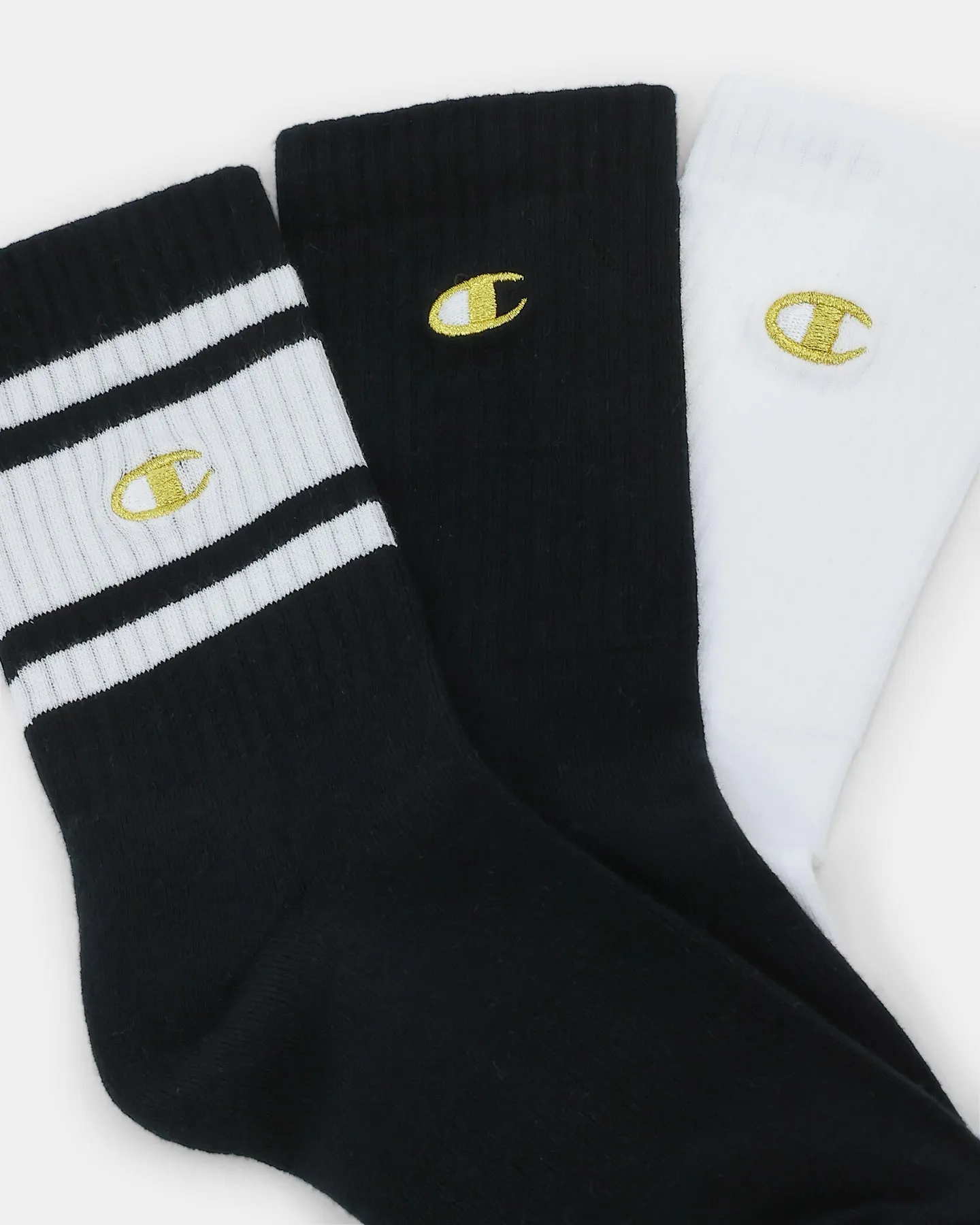 Champion LFS C Crew Socks 3 Pack Black/Gold