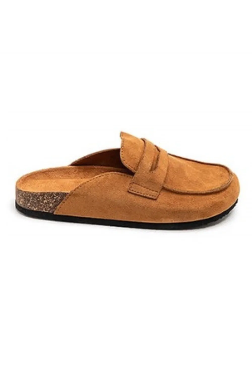 Charlotte camel faux suede mules