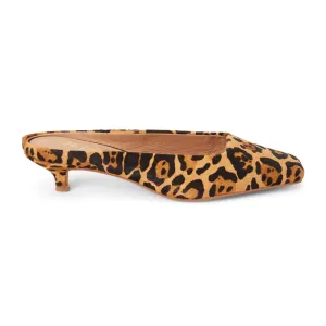 Classy Leopard Square Toe Kitten Heel Mules