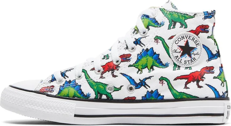 Converse Chuck Taylor All Star High GS 8-Bit Dino sneakers, white