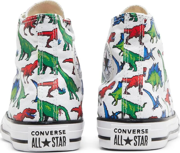 Converse Chuck Taylor All Star High GS 8-Bit Dino sneakers, white