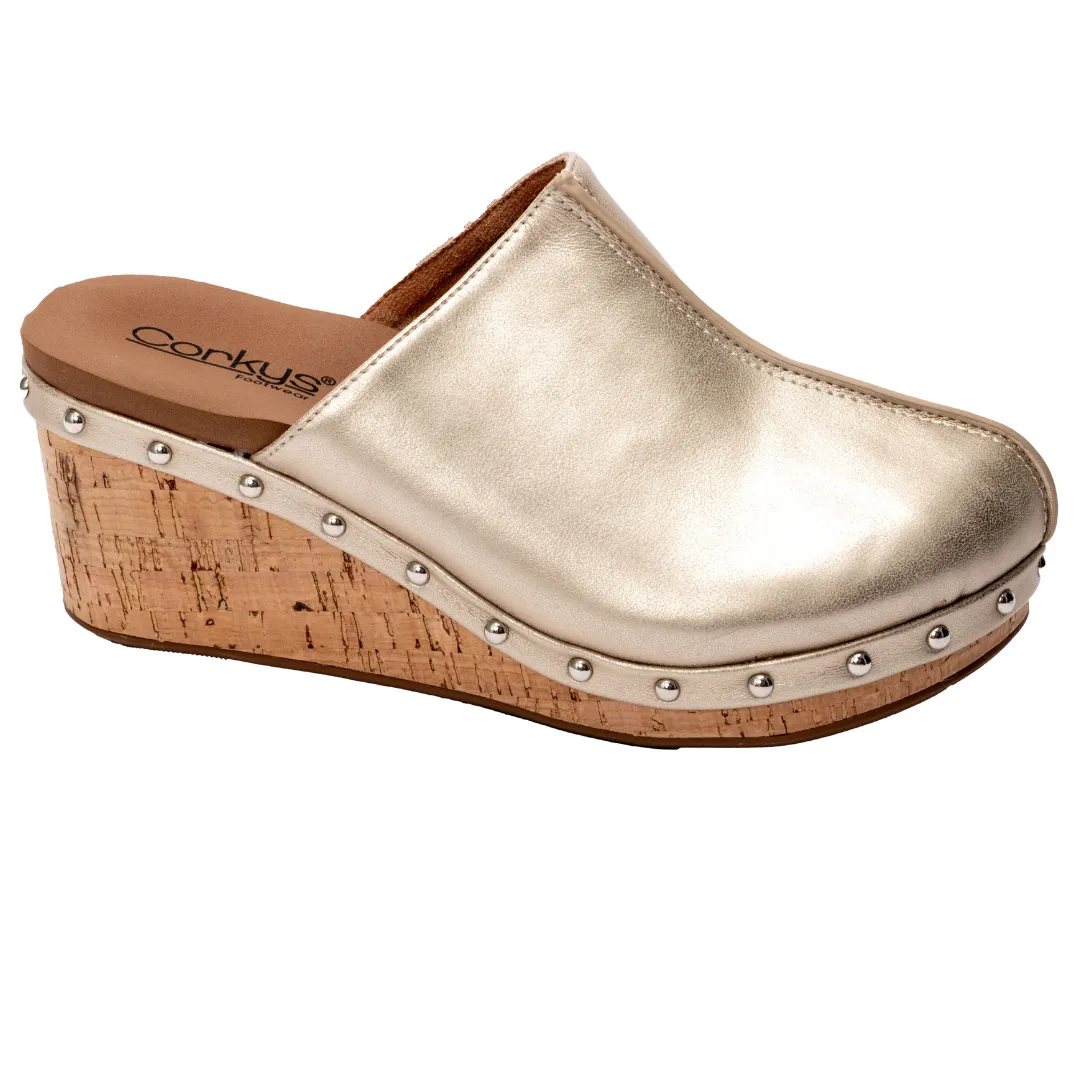 Corkys “Marley" Round Toe Mule Wedge (Antique Gold)