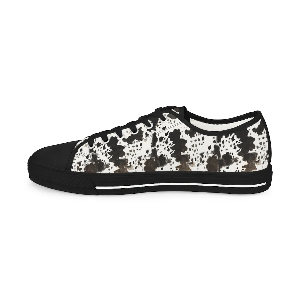 Cow Print Men's Low Tops, Cow Spots Animal Print Men's Low Top Sneakers Tennis Canvas Shoes (US Size: 5-14)