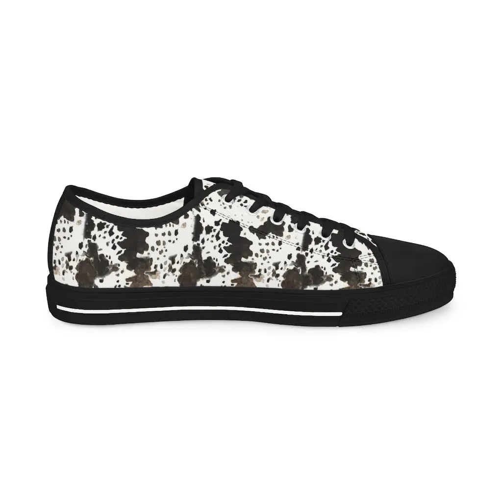 Cow Print Men's Low Tops, Cow Spots Animal Print Men's Low Top Sneakers Tennis Canvas Shoes (US Size: 5-14)