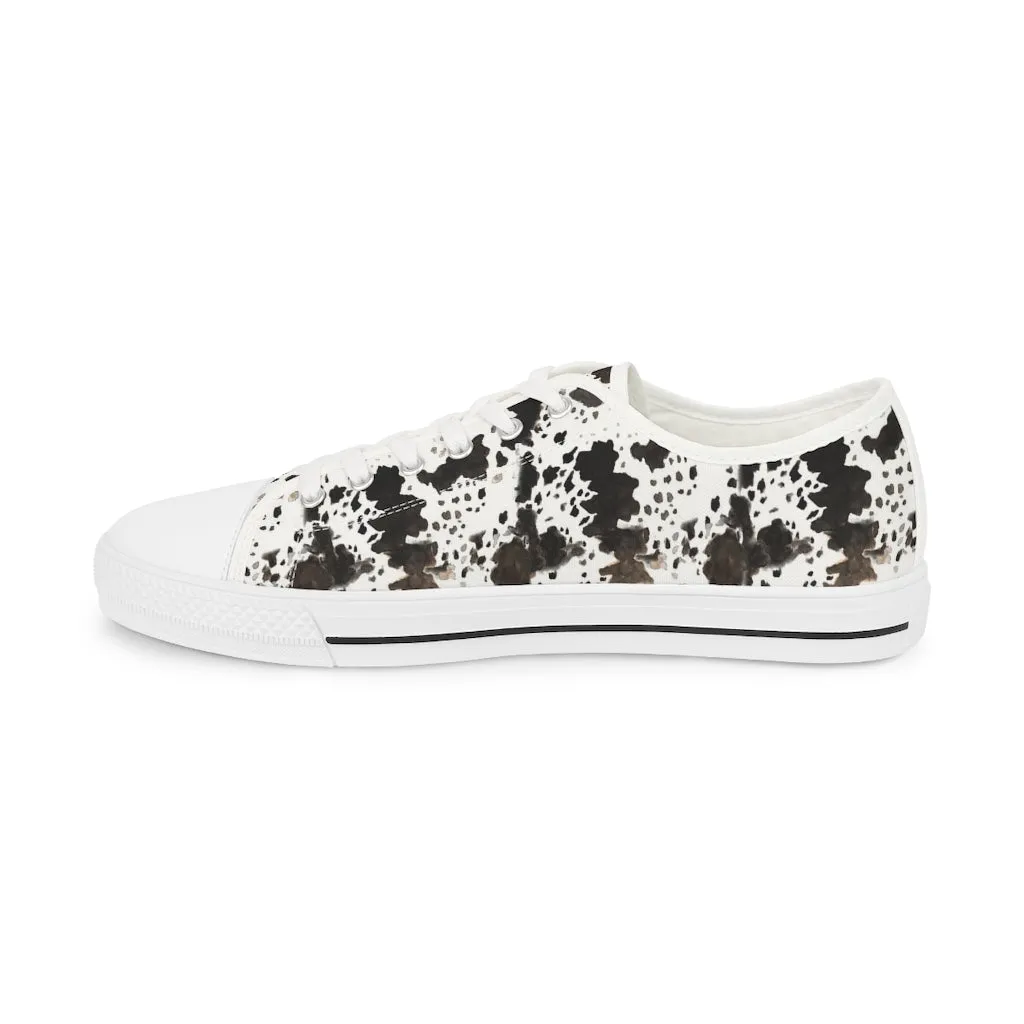 Cow Print Men's Low Tops, Cow Spots Animal Print Men's Low Top Sneakers Tennis Canvas Shoes (US Size: 5-14)