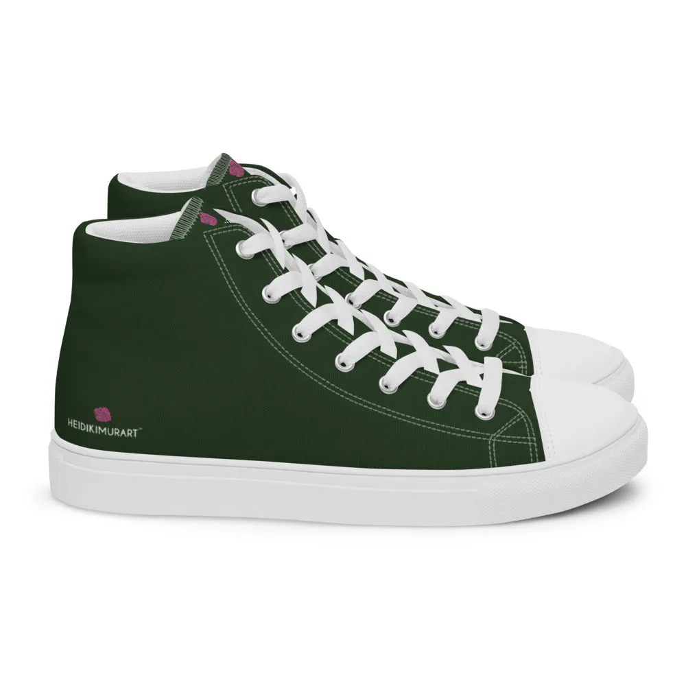 Dark Green Men's Sneakers, Solid Color Premium Canvas High Top Shoes For Fashionable Men