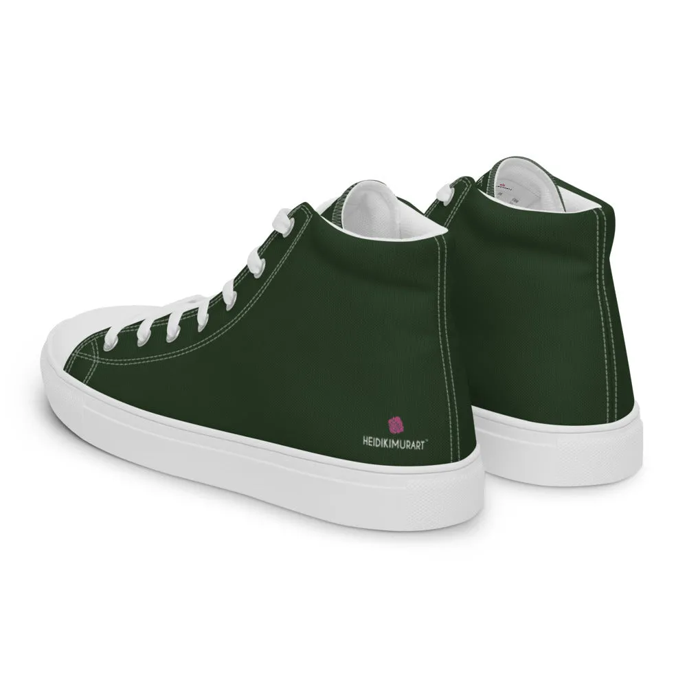 Dark Green Men's Sneakers, Solid Color Premium Canvas High Top Shoes For Fashionable Men