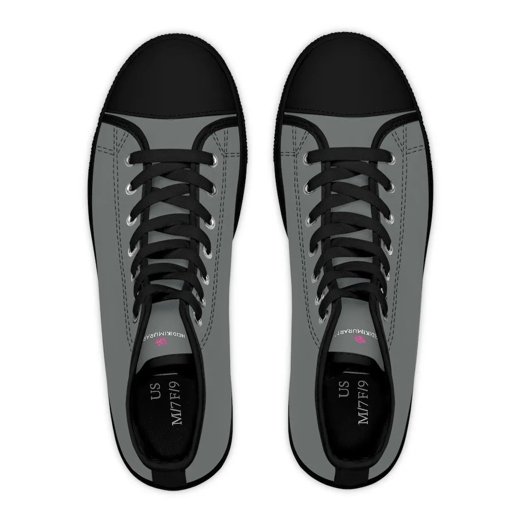 Dark Grey Ladies' High Tops, Solid Gray Color Best Women's High Top Sneakers Canvas Tennis Shoes