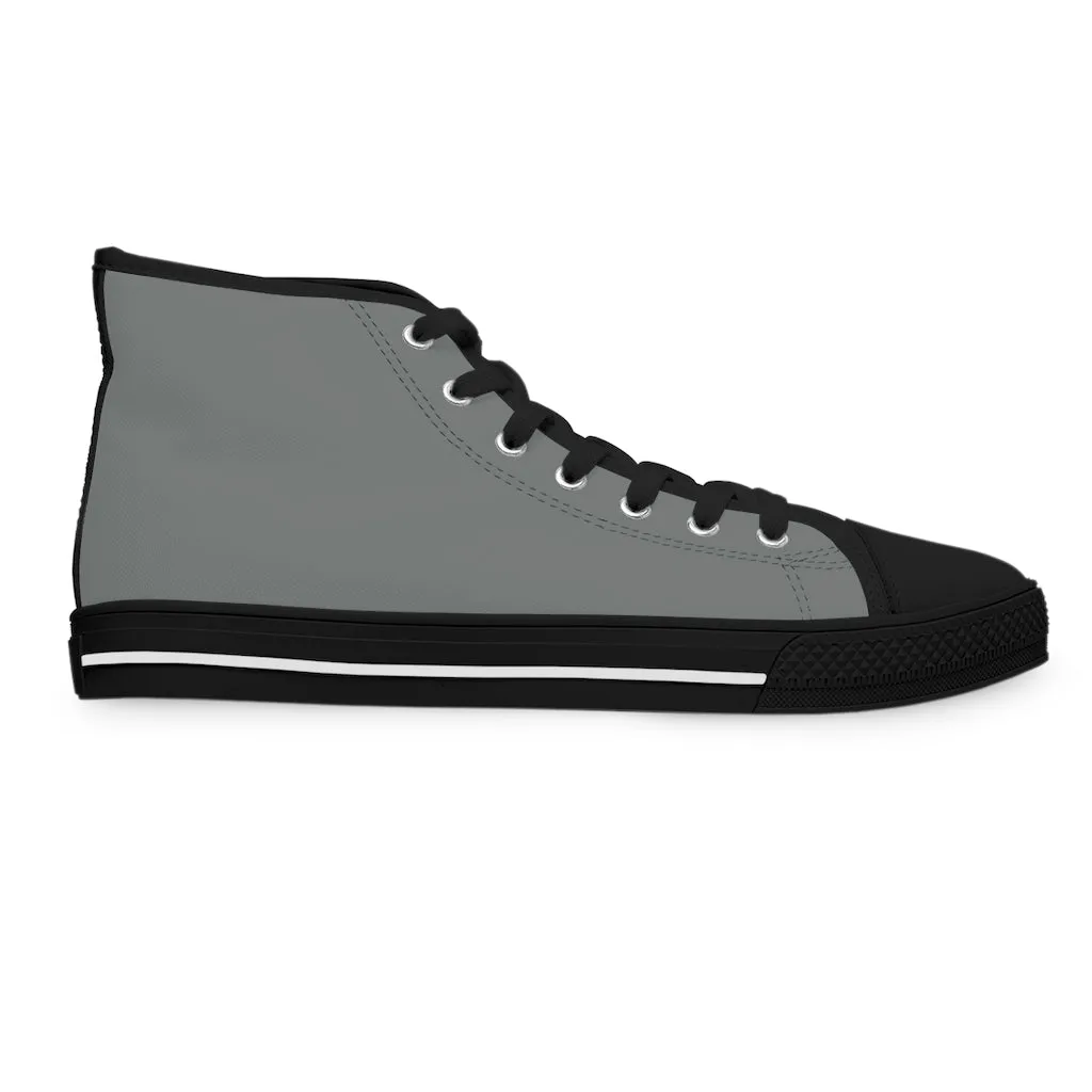 Dark Grey Ladies' High Tops, Solid Gray Color Best Women's High Top Sneakers Canvas Tennis Shoes