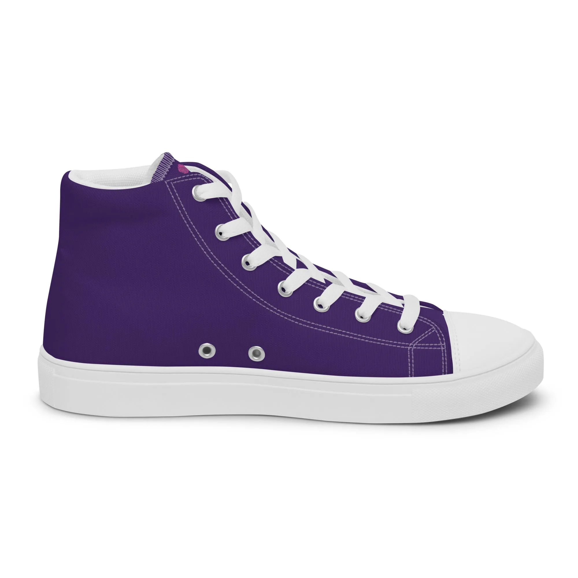 Dark Purple Men's High Tops, Solid Color Men’s high top canvas shoes