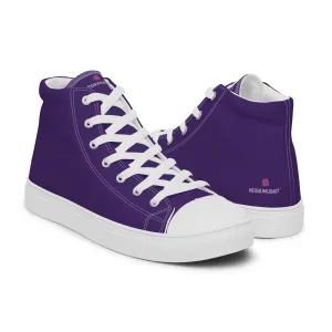 Dark Purple Men's High Tops, Solid Color Men’s high top canvas shoes