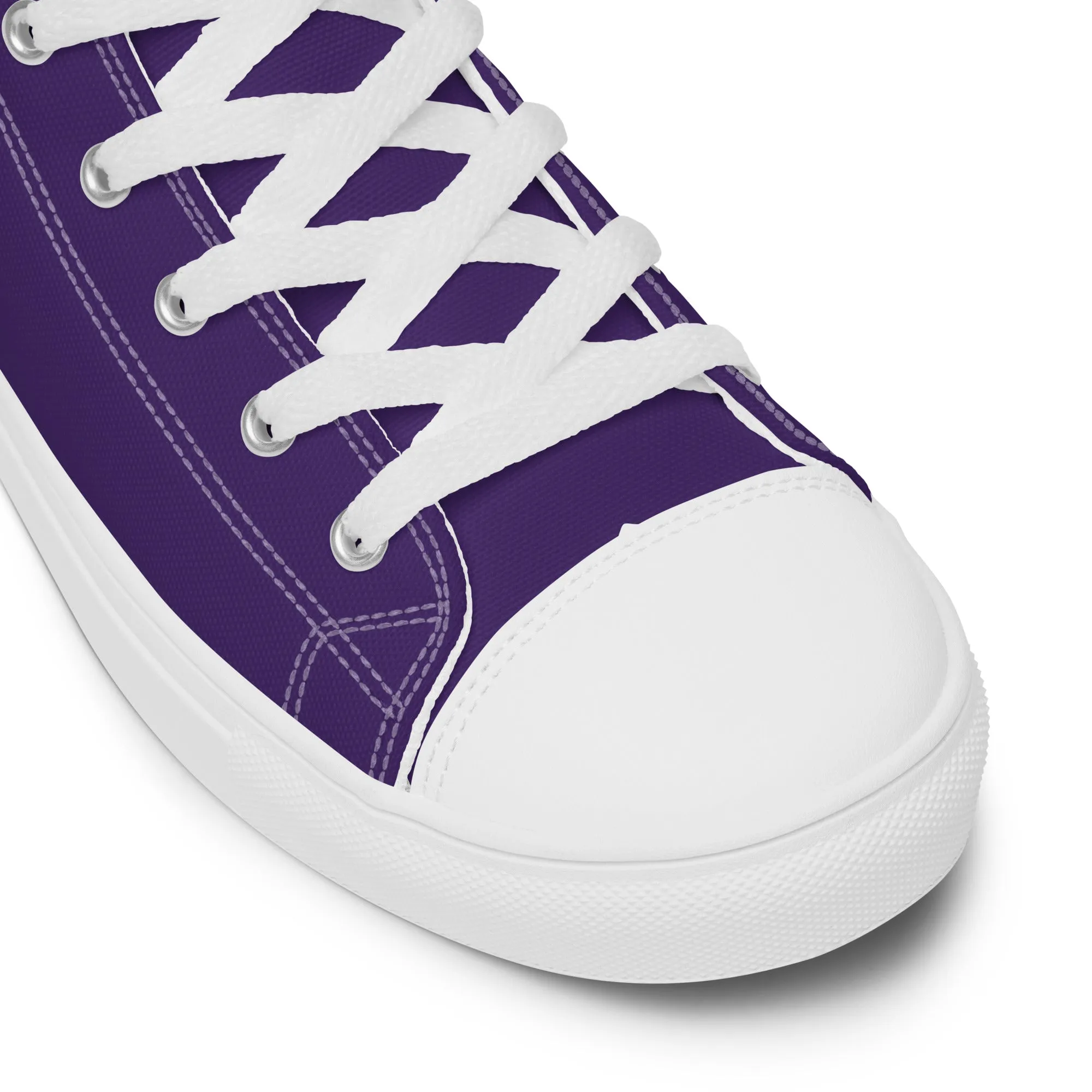 Dark Purple Men's High Tops, Solid Color Men’s high top canvas shoes